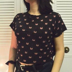 PRINCE & FOX Aero Cropped Tee with Fox Pattern